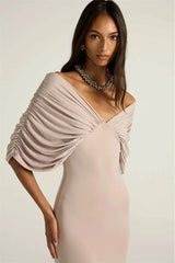 Draped Off-Shoulder Maxi Dress