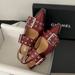 Buckle Sling back Pointed Toe Female Sandals Mules