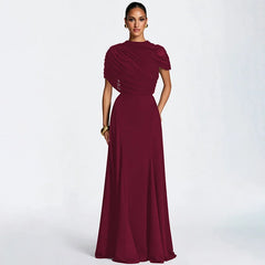 Draped Mock Neck Draped Maxi Dress