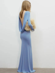 Draped sleeve maxi dress back view