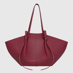 Drawstring Knot Grain PU Leather Tote Bag