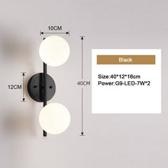 Frosted Glass Ball LED Metal Wall Sconce Light Fixtures