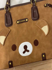 Brown Bear Applique Tote Bag