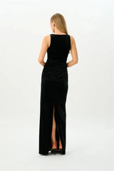 Black Velvet Tank U-Neck Maxi Dress