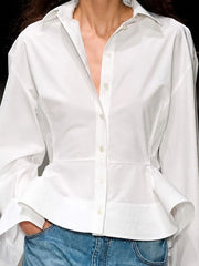 White peplum button shirt
