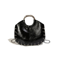 Studded Faux Leather Hobo Bag