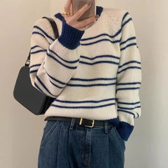 Contrast Color Striped Knitted Sweater