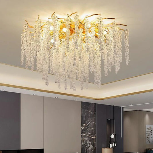 Branch Lustre Crystal Led Gold Aluminium Chandeliers
