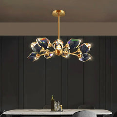  Sparkling crystal chandelier hanging in an elegant living room, creating a luxurious ambiance. Golden Atelier 4