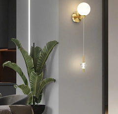 Led Copper Wall-Mounted Glass Crystal Lamp