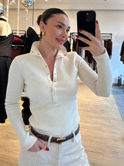 Structured ribbed top styled with denim