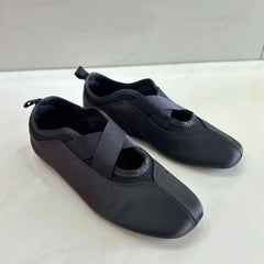 Crisscross Strap Satin Ballet Flats