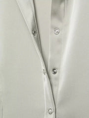 Satin Puff Sleeve Collared Shirt Top