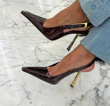 Pointed Toe Slingbacks Buckle Thin High Heels women's Pumps Shoes