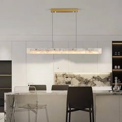 Luxury Marble LED Chandelier pendant lamp  illuminating a  dining table Golden Atelier 1