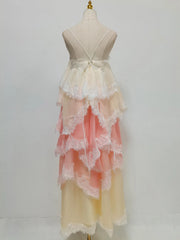 Sleeveless Lace Trim Dress