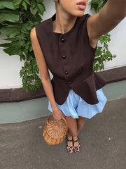 Sculpted Vest & Bubble Skirt Set | Bold Street Style 2-Piece Look