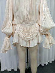Off-the-Shoulder Pleated Asymmetrical Mini Dress