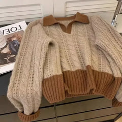 Brown slouchy knitwear jumper for a relaxed look.