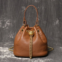 Leather Drawstring Bucket Bag