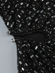 Black Sequin Cutout Sleeveless Maxi Dress