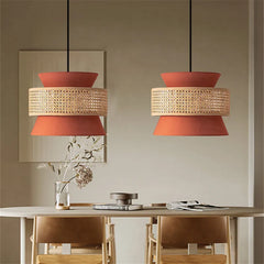 Hand Woven Rattan Pendant Lamp with LED Lighting Fixture