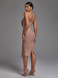 Tassel Bandage Dress Women Strapless Elegant Midi Dress