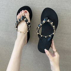 Embellished Wedge Flip Flops