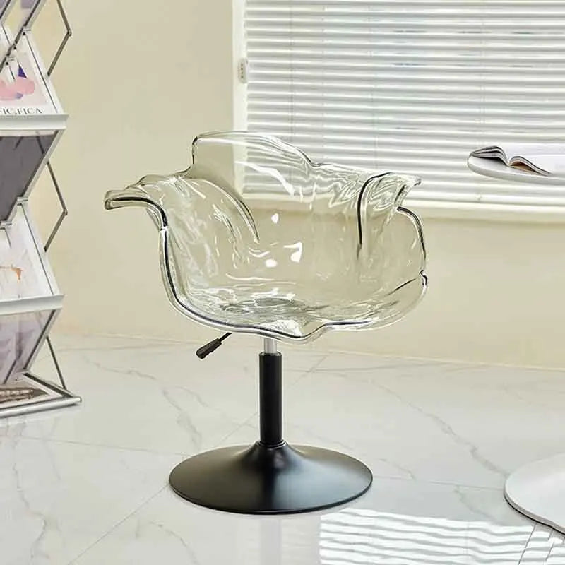 Nordic Furniture Transparent Petal Chair Elevating Leisure Seat Creative Dining Chairs Bedroom Dressing Stool Backrest Armchair Golden Atelier