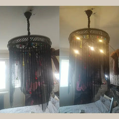 Modern tassel chandelier with cascading crystals, Golden Atelier 2