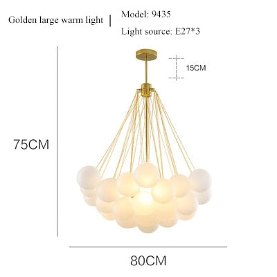 Glass 19/37 Balls Black/Gold Chandeliers LED Pendant Lamp