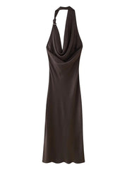 Brown halter neck dress