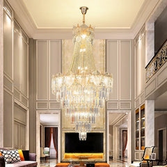 Duplex Chandelier Livingroom Hotel Villa Crystal Chandelier Simple Building In The Middle Floor Hollow Staircase Long Chandelier Golden Atelier 4