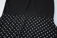 Black Polka Dot Mesh Hem Maxi Dress