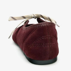 Round Toe Mary Jane Flats with Lace-Up Detail