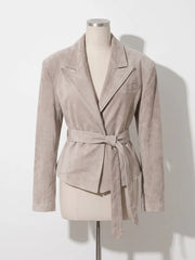 Belted Suede Cropped Blazer