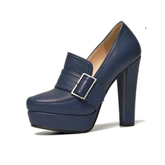 Platform Belt Buckle Round Toe Heels
