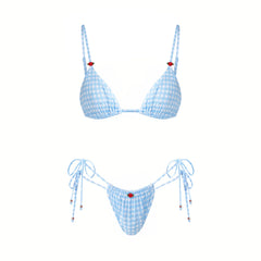 Gingham Bikini and Skirt Beachwear Set