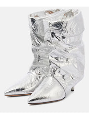 Pointed Toe Wrinkled Ankle Boots