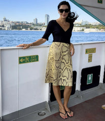 Snake Print Midi Pencil Skirt
