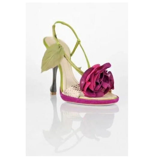 Floral Snakeskin High Heel Sandal Detail