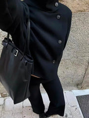 High Neck Solid Cropped Jacket