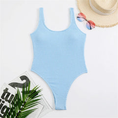 Ribbed High-Cut One-Piece Swimwear