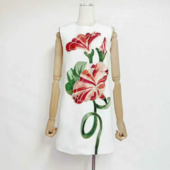 Floral Embroidered Sleeveless Mini Dress