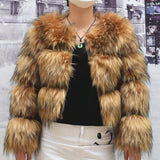 Faux Fur Coat Thick Brown Women's Jacket