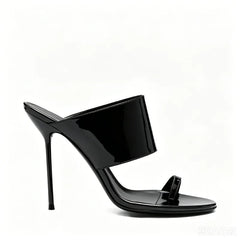 Metallic Toe Ring Stiletto Mules
