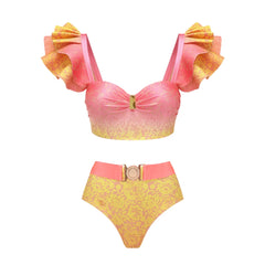 Close-up of the two-piece swimwear set showing the bikini top and bottom.