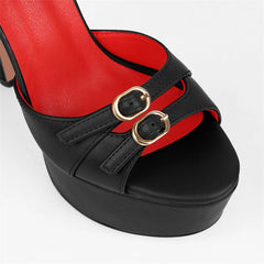 Peep Toe Platform Mixed Colors Stiletto