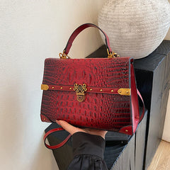 Crocodile Embossed Pu Leather Crossbody Bag