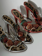 Seashell Embellished Stiletto Heel Sandals